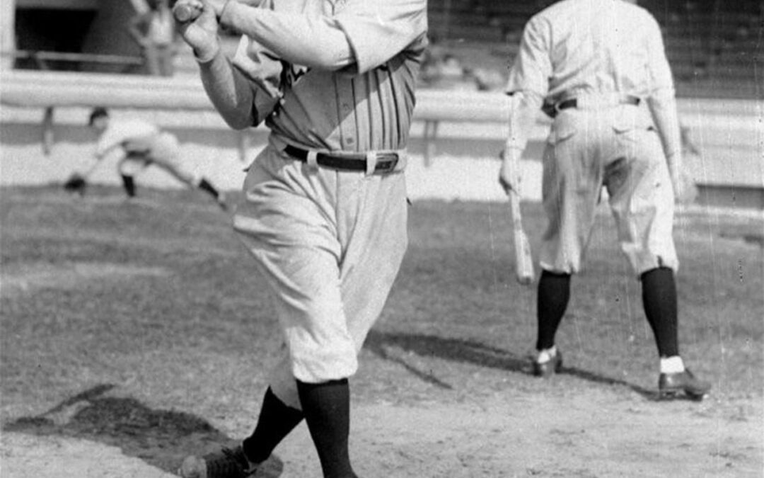 Tris Speaker, player-manager for the Indians, takes some swings