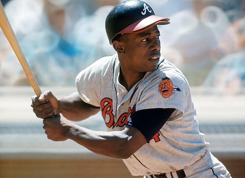 Hank Aaron makes his first spring training start for the Milwaukee Braves